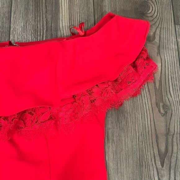 Aidan Mattox Mini Dress Women's Size 0 Red 100% Polyester Off The-Shoulder - Picture 5 of 6